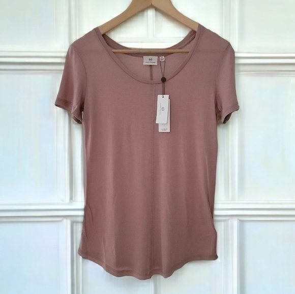 Adriano Goldschmied Blush Short-Sleeve Scoop Neck Cashmere Blend T-shirt-Size XS - Picture 4 of 11